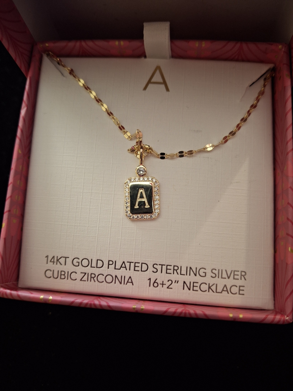 Gold Initial 'A' Pendant Necklace - 14KT Gold Plated - Gold